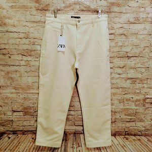 NWT Zara Men's Ecru Straight Leg Jeans Size 32
